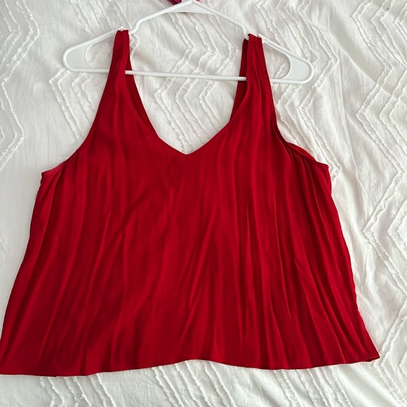 Red Tank Top with Tie Open Back - Picture 1 of 2